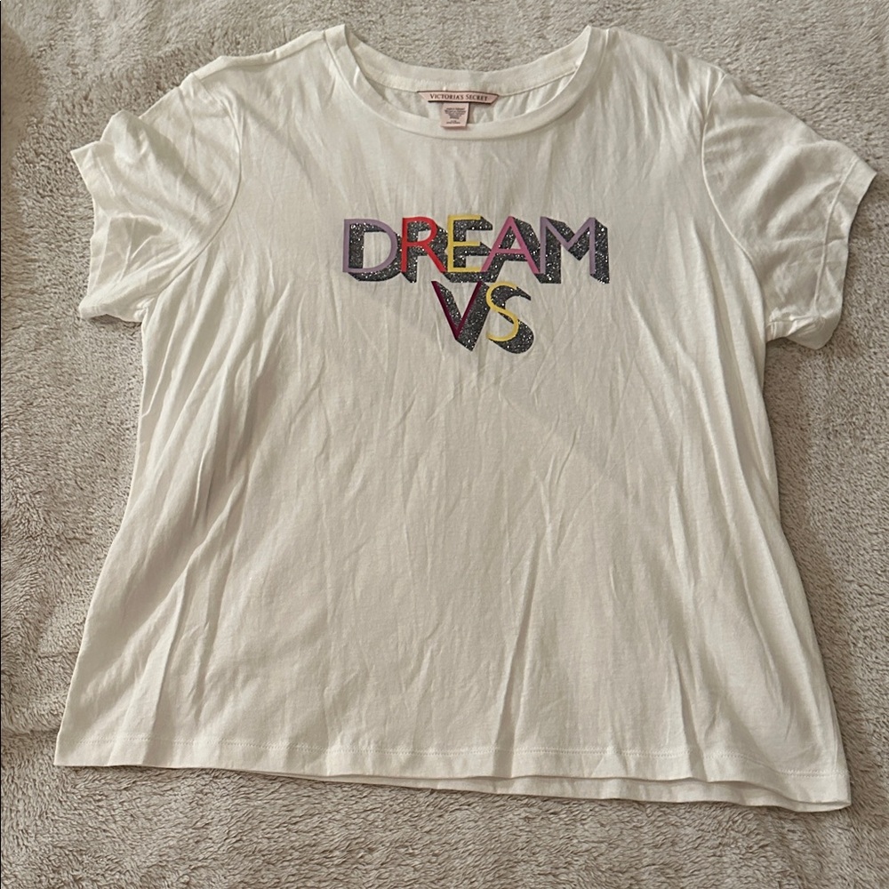 Victoria's Secret White Tee with Colorful 'DREAM VS' Print